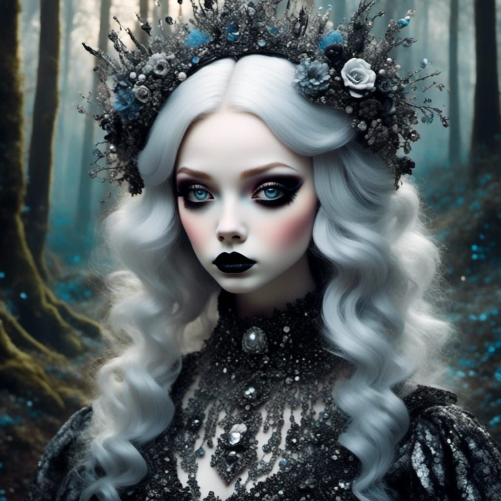 Enchanted Forest Girl with Glitter Hair, Doll Style