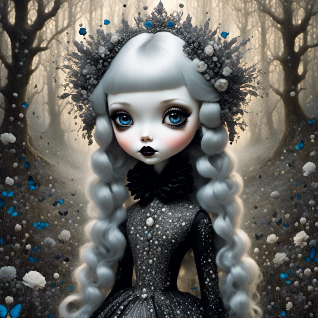 Enchanted Forest Girl with Smokey Glitter Hair