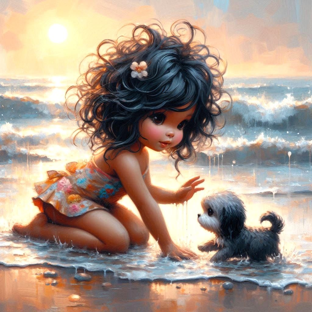 Playing in the waves