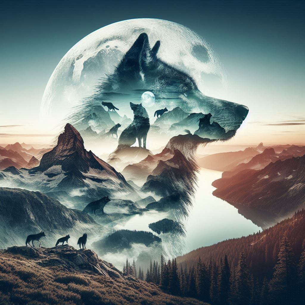 double exposure beautiful fantasy portrait landscape..