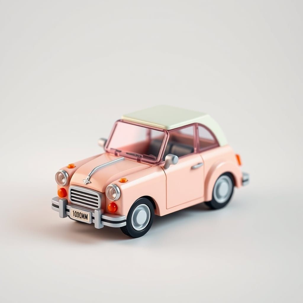 Cute Vintage Lego Car Figurine in Pastel Colors