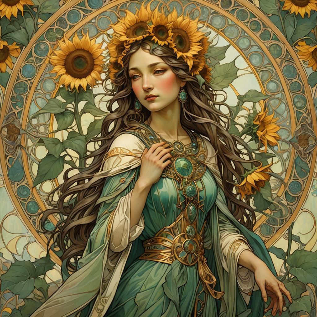 Sunflower Alphonse Mucha Amanda Sage