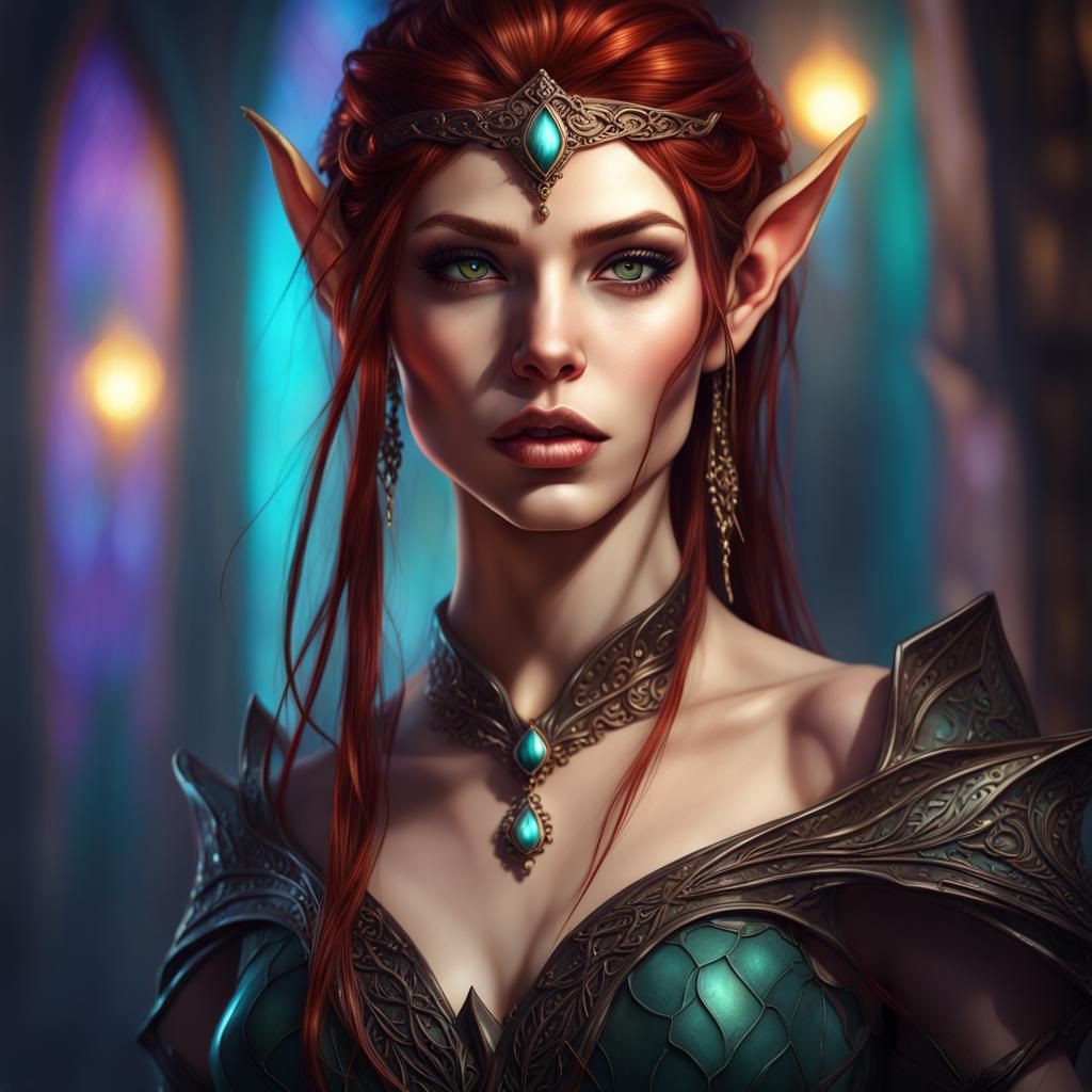 Supernaturally beautiful female Elf princess, gothic beauty, dark and ...