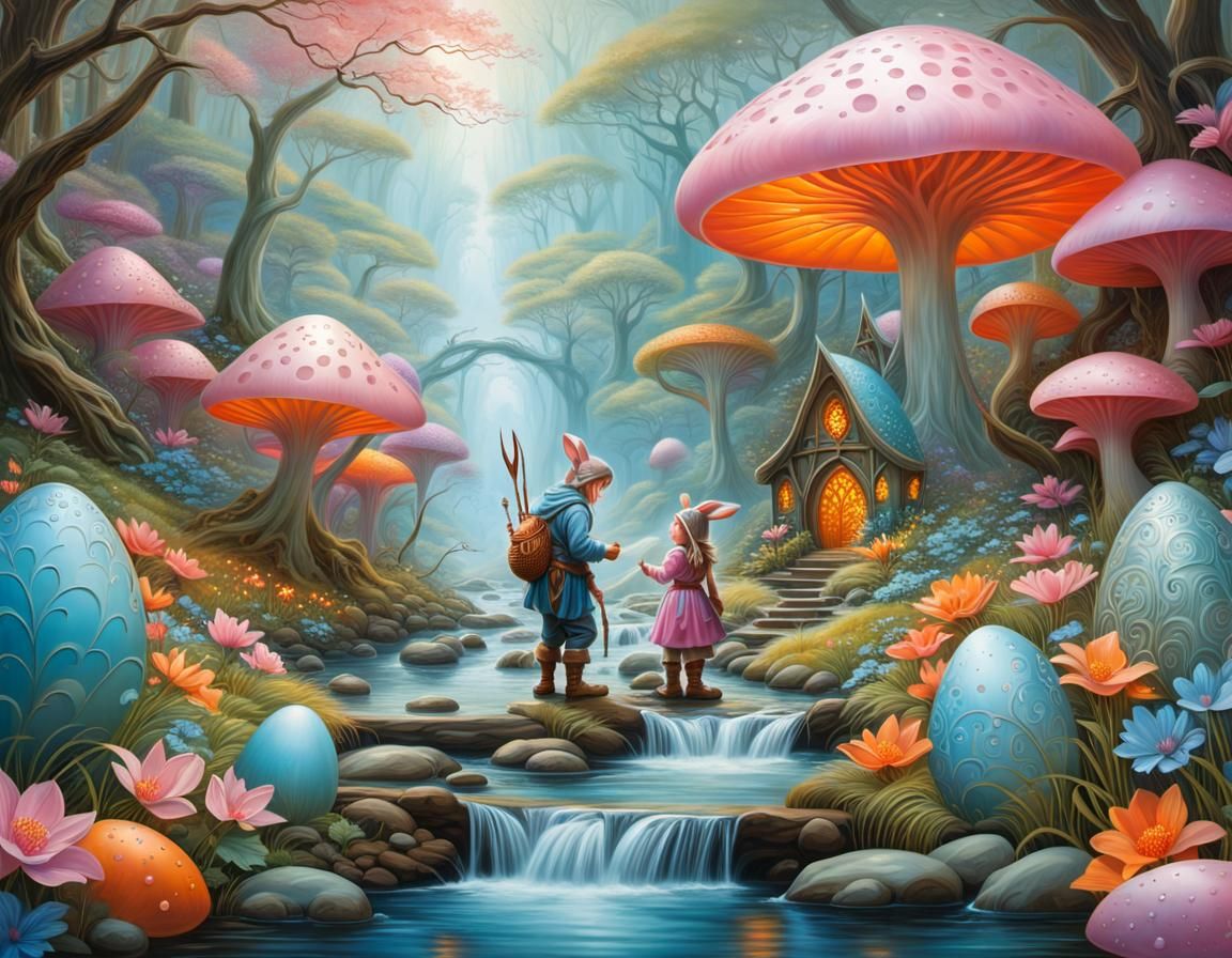 Gnome children hunt for Easter Eggs  by @MasterRed