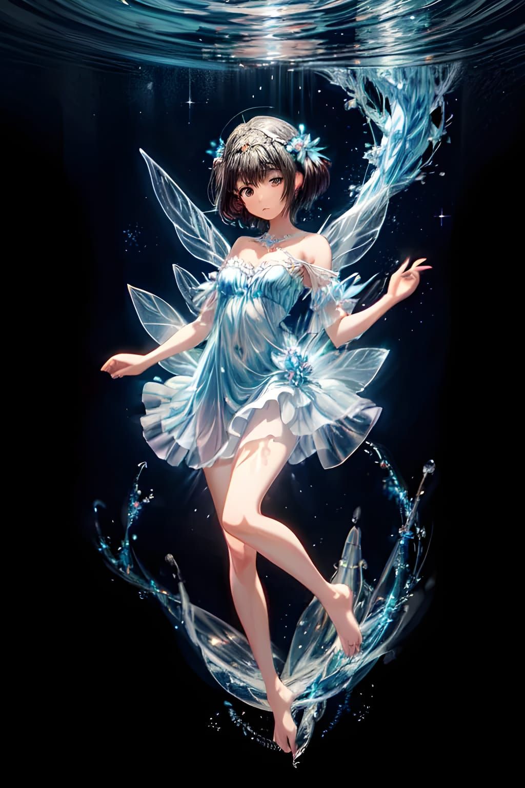 Blue fairy underwater
