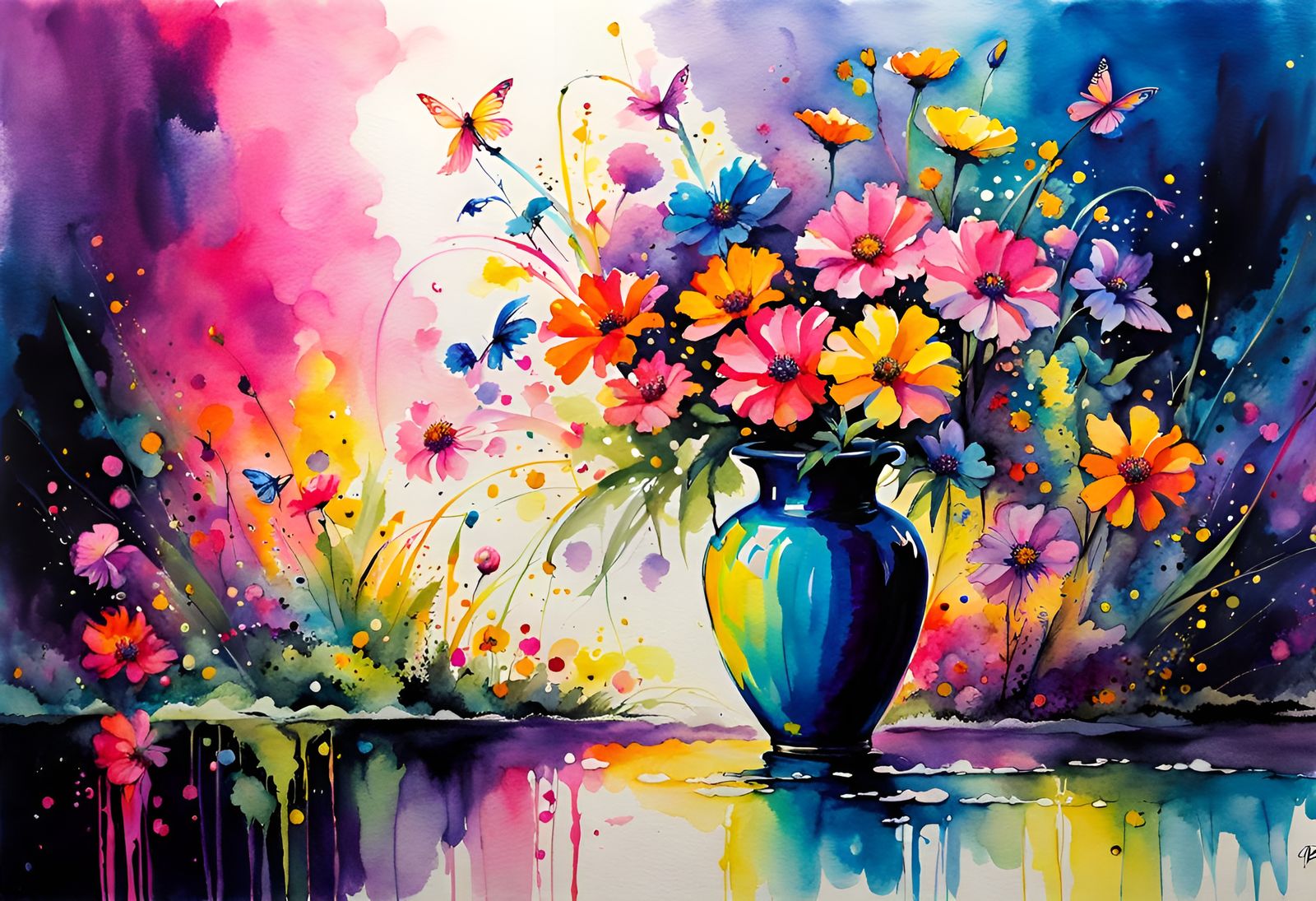 Vase of fantasy fairy enchanted flowers  by @Taralie