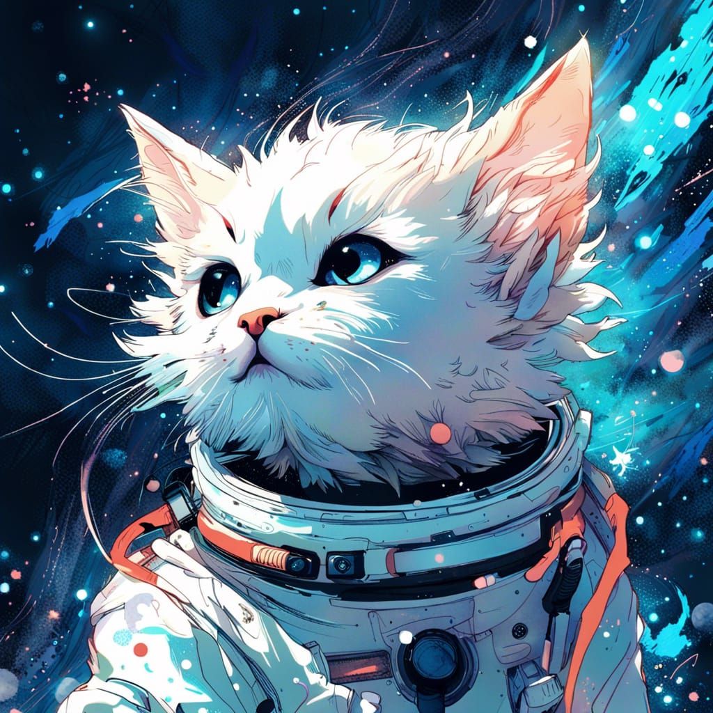 kitten astronaut  by @Diellys