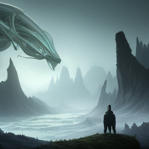 Alien in Mist In The Distance