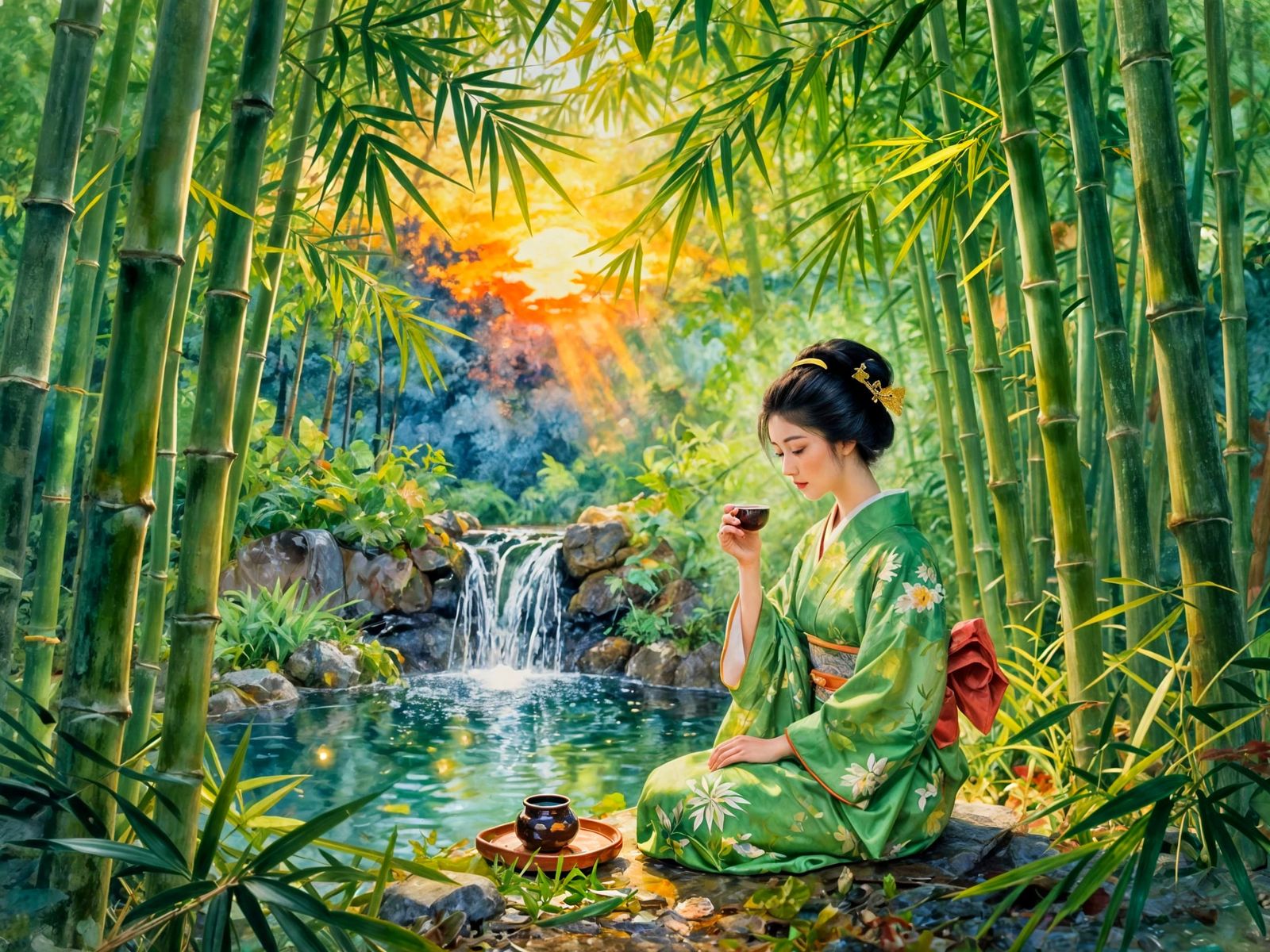 Tea in a Bamboo Forest  by @Ria Hagane