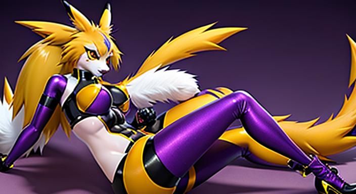 anthro female renamon with detailed body