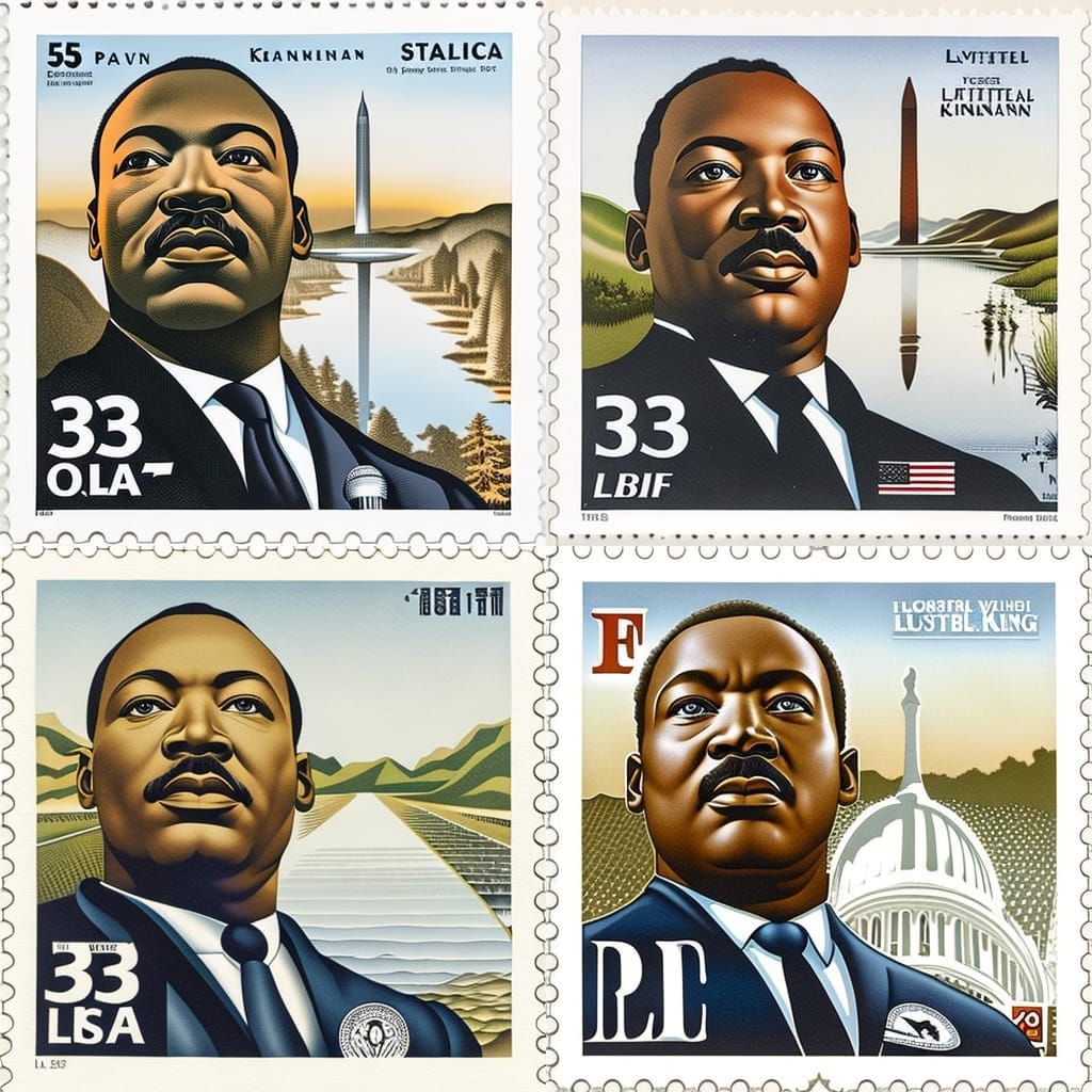 Martin Luther King Jr Postage Stamp Heritage Series AI