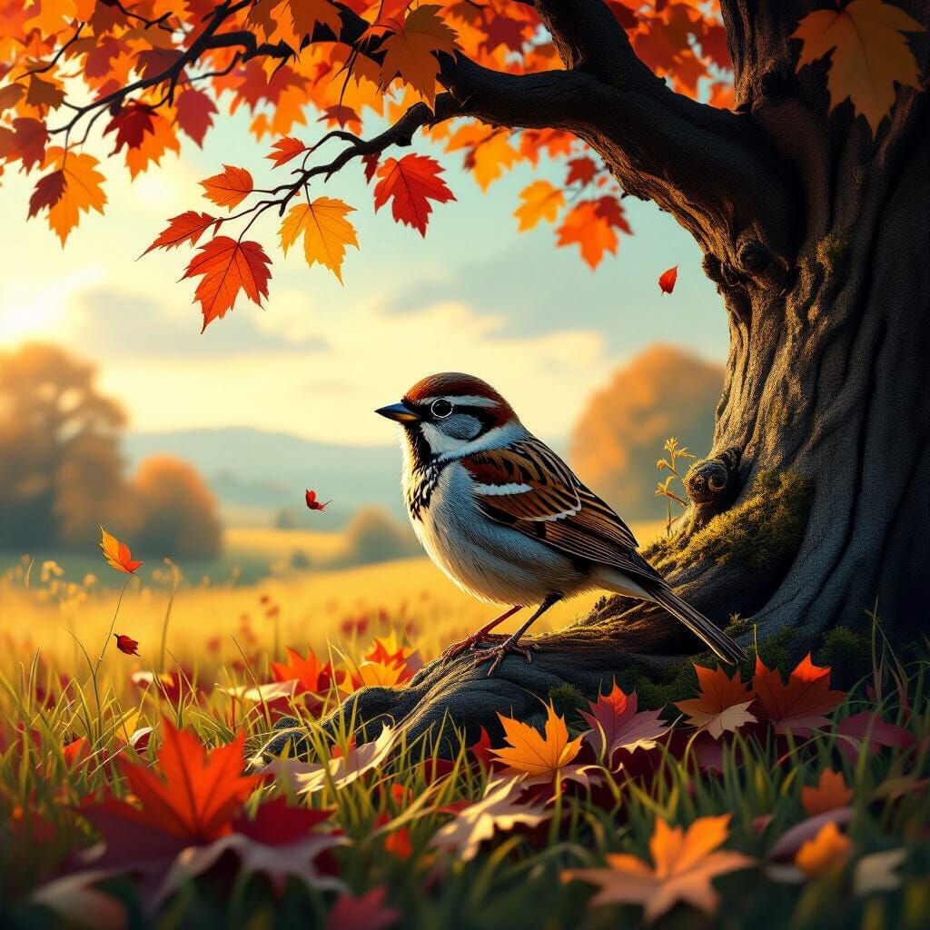 Sparrow in autumn 