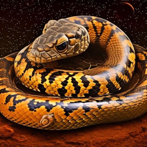 Rattlesnake under a beautiful Star-studded night sky  by @Snofuro