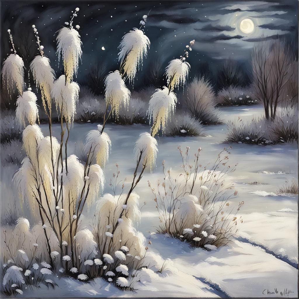 Chalks, flowers snow willow moonlight  by @The_Eagle