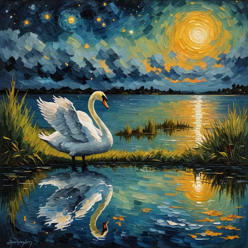 Solo Swan Night Sky   by @GetRed