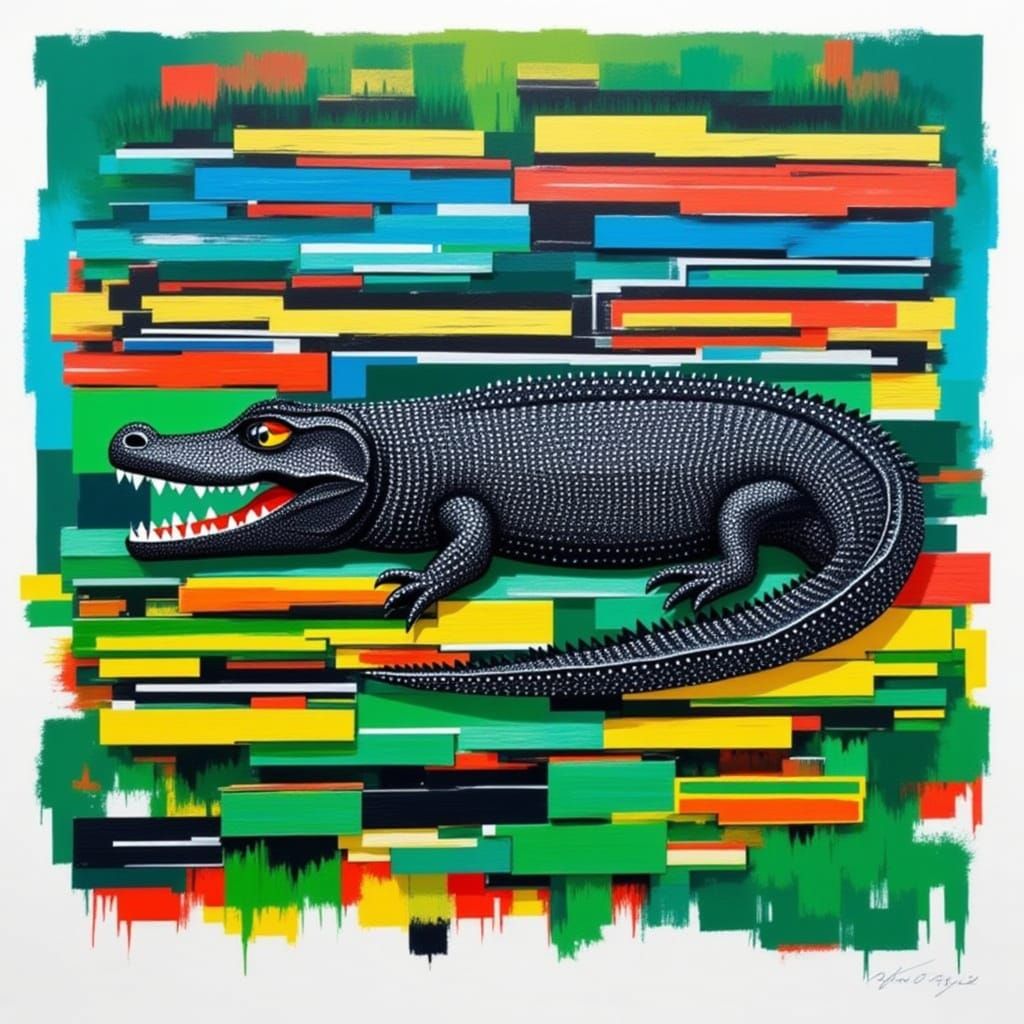 <lora:BARCODE:1.0> Crocodile