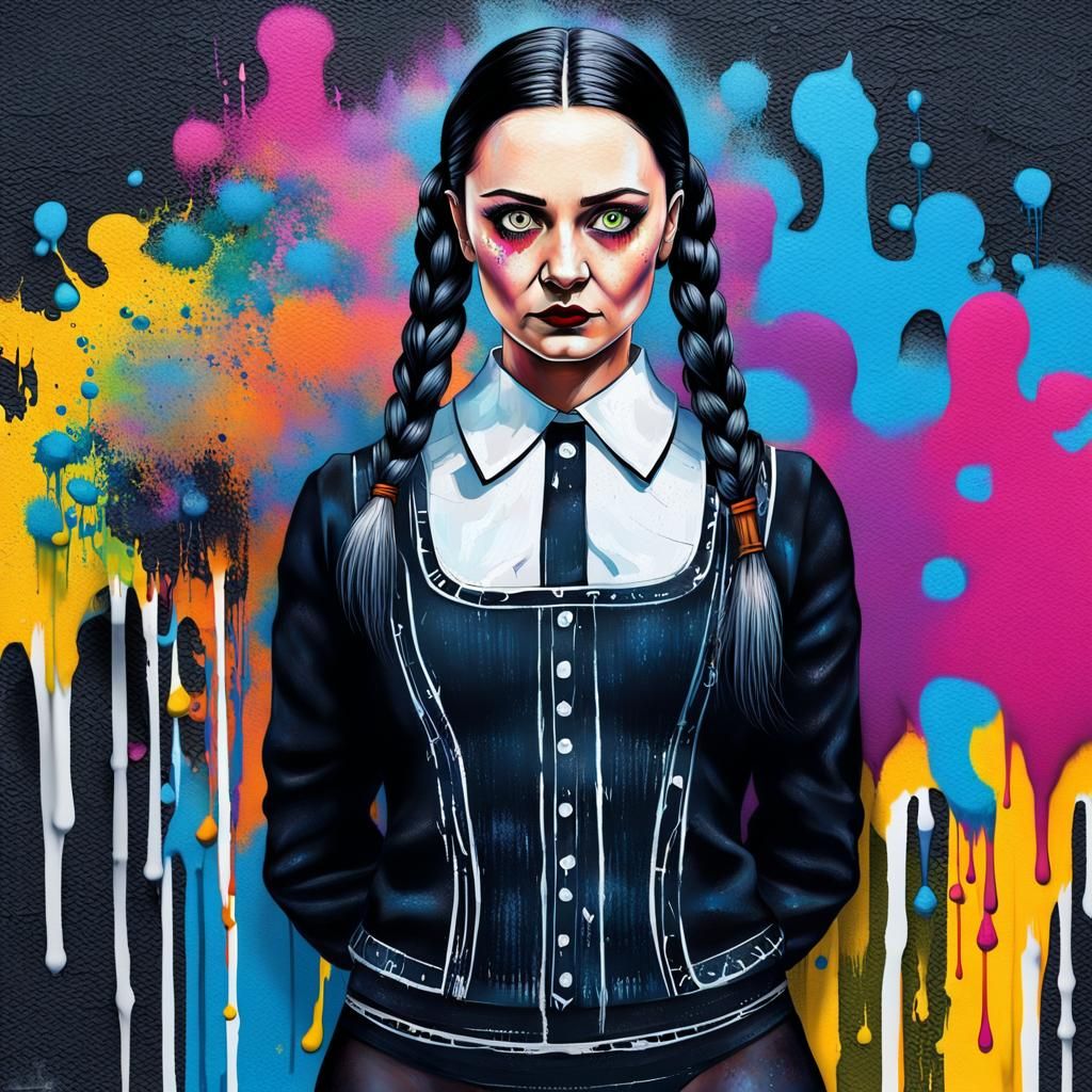 Wednesday Addams, full body, underwear wearing