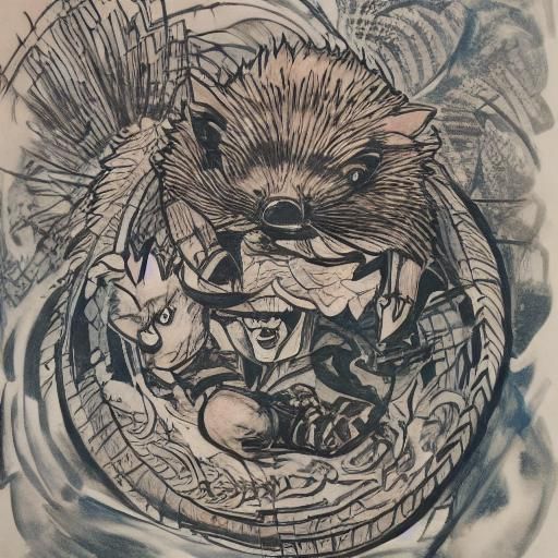 A nice hedgehog in tattoos is rushing to MMA fight training ...