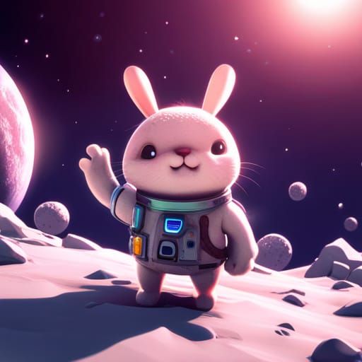 Adorable bunnies on a journey through outer space - AI Generated ...