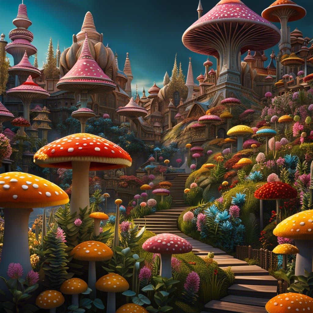 mushroom village garden upgrade 2 - AI Generated Artwork - NightCafe ...