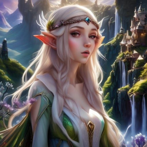 Ethereal Fairy Elf Woman in Whimsical Headgear