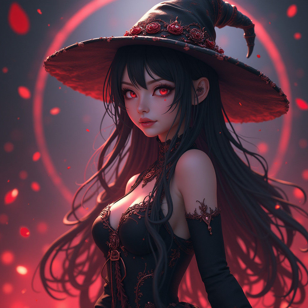 Latex Witch Performing Erotic Ritual: 3D Anime Art