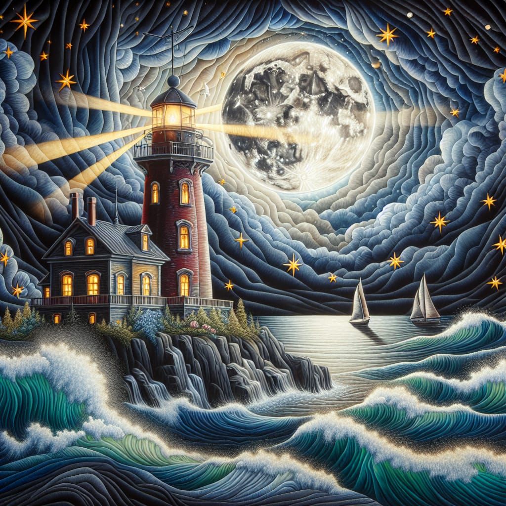 Lighthouse and Sailboats