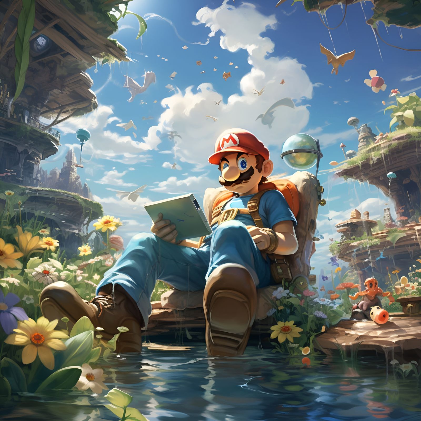 A well deserved break from plumbing and princess-saving.