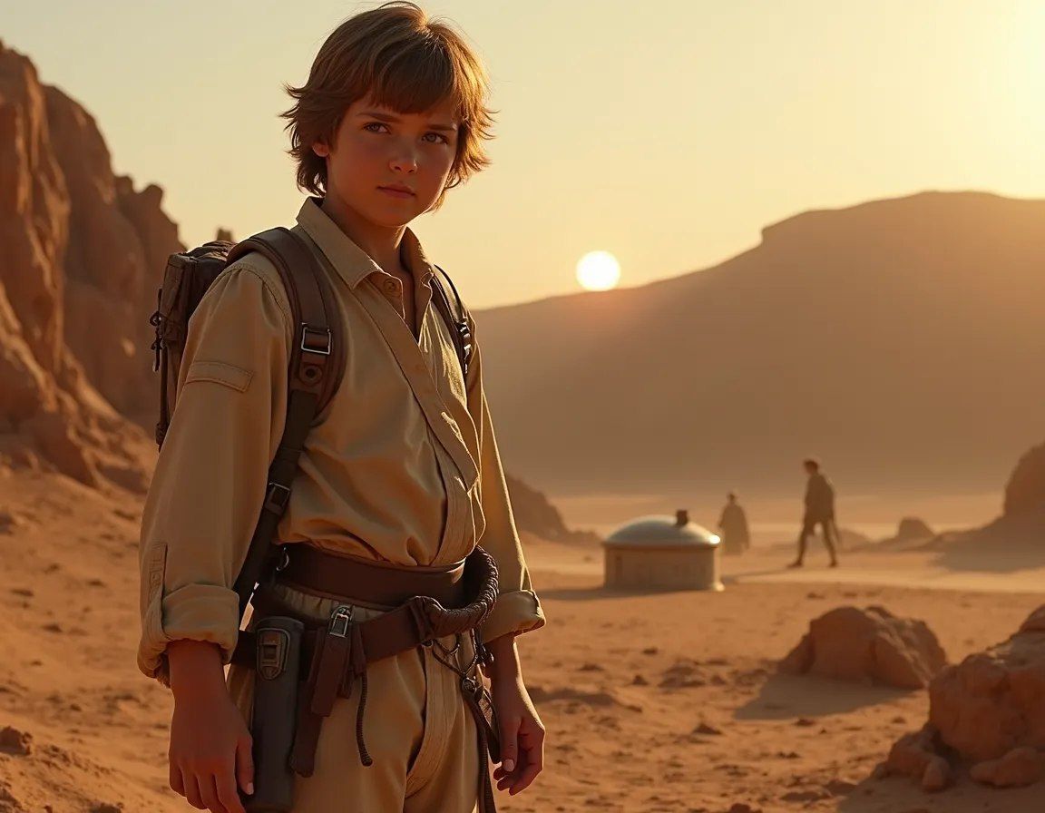 Luke Skywalker working on a moisture farm on Tatooine