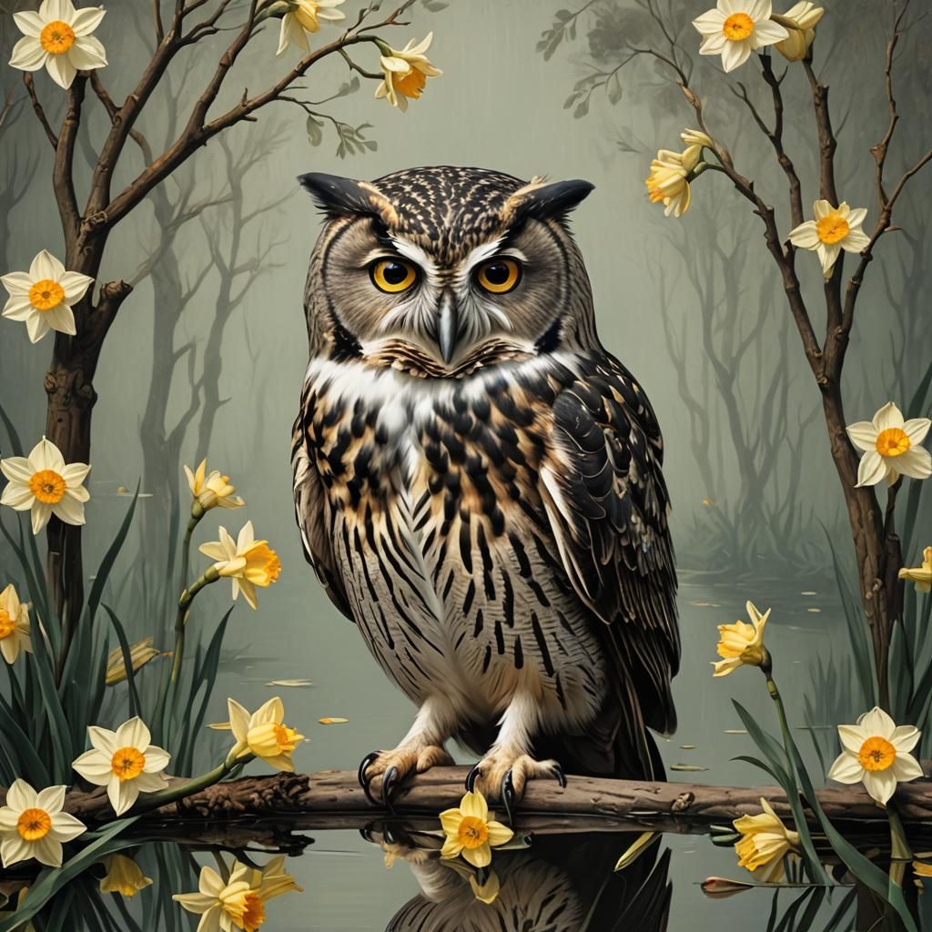 Owl in the Flowers