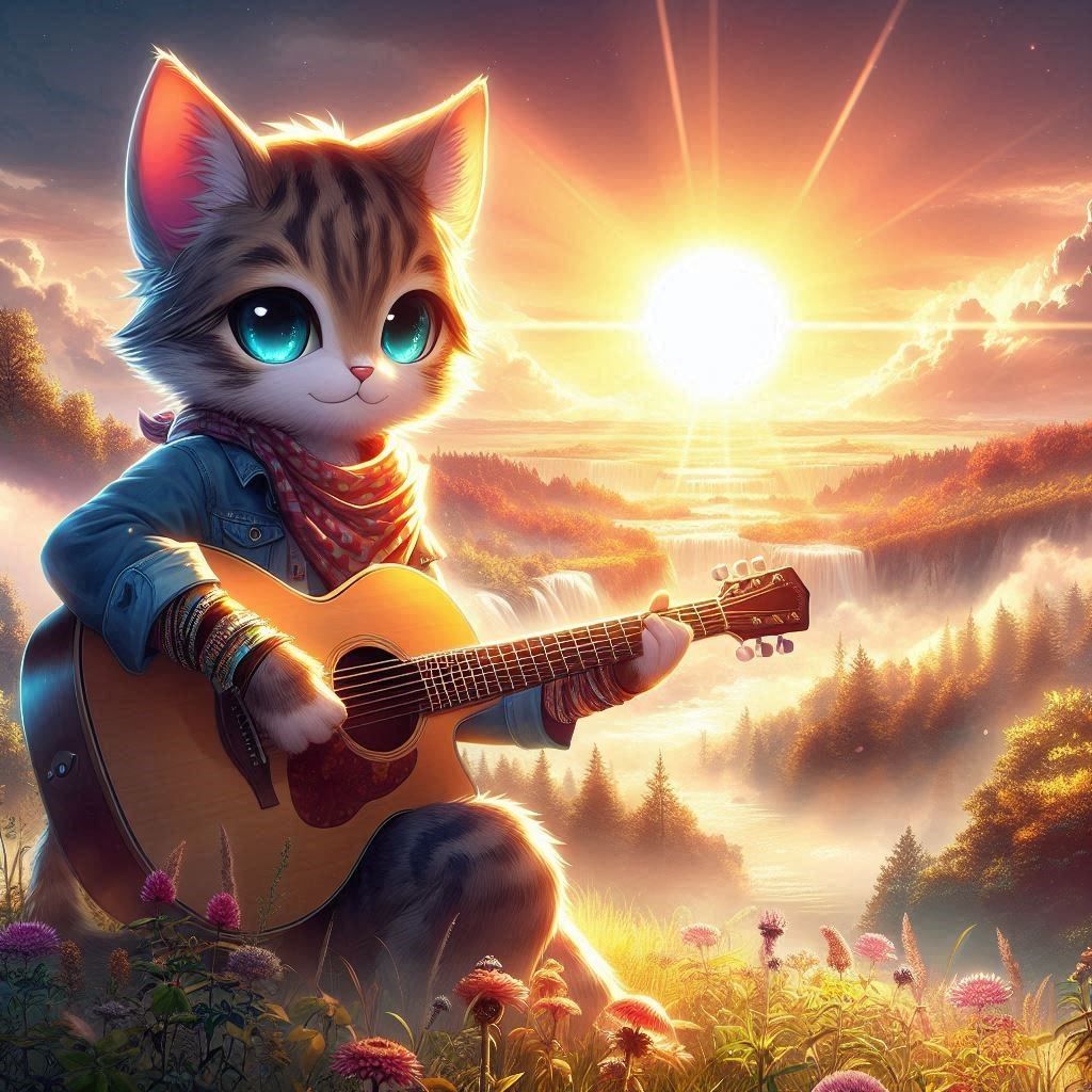 anime-cat playing guitar