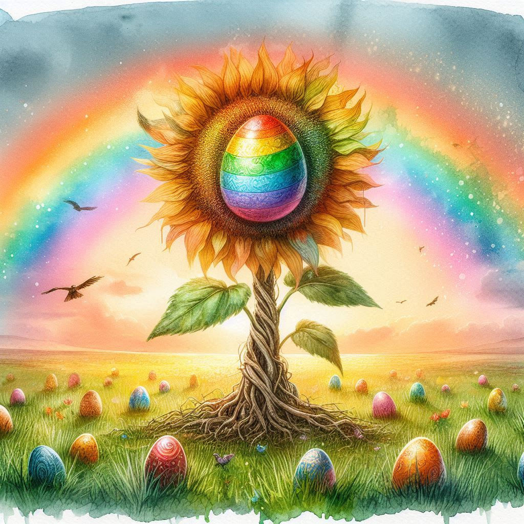 Sunflower growing Easter Eggs