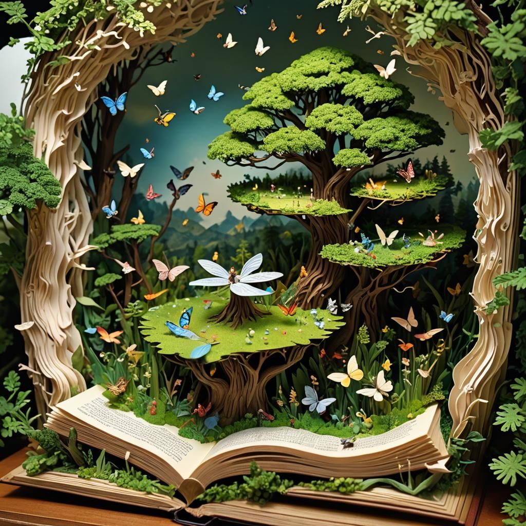 Pop-up book of nature in paper  by @Kalpine