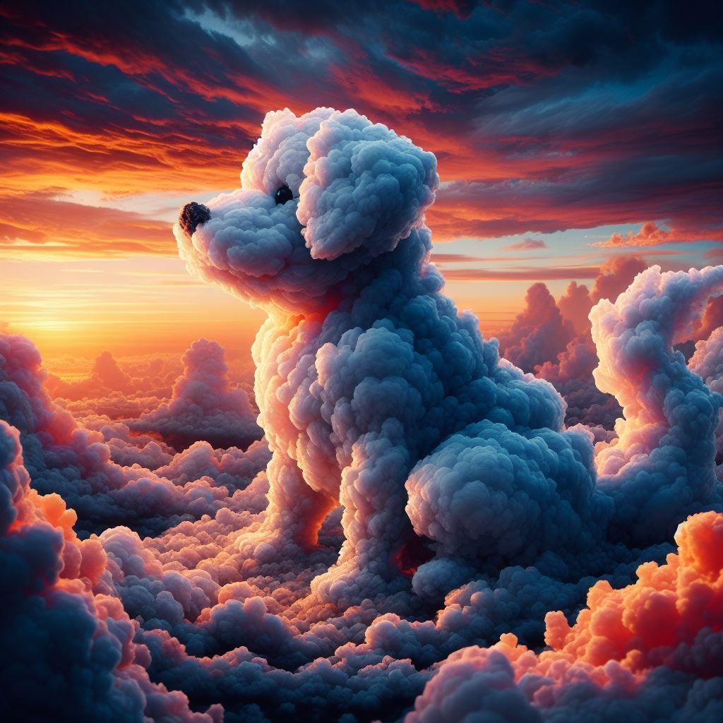 Sunset cloud shaped like a dog I