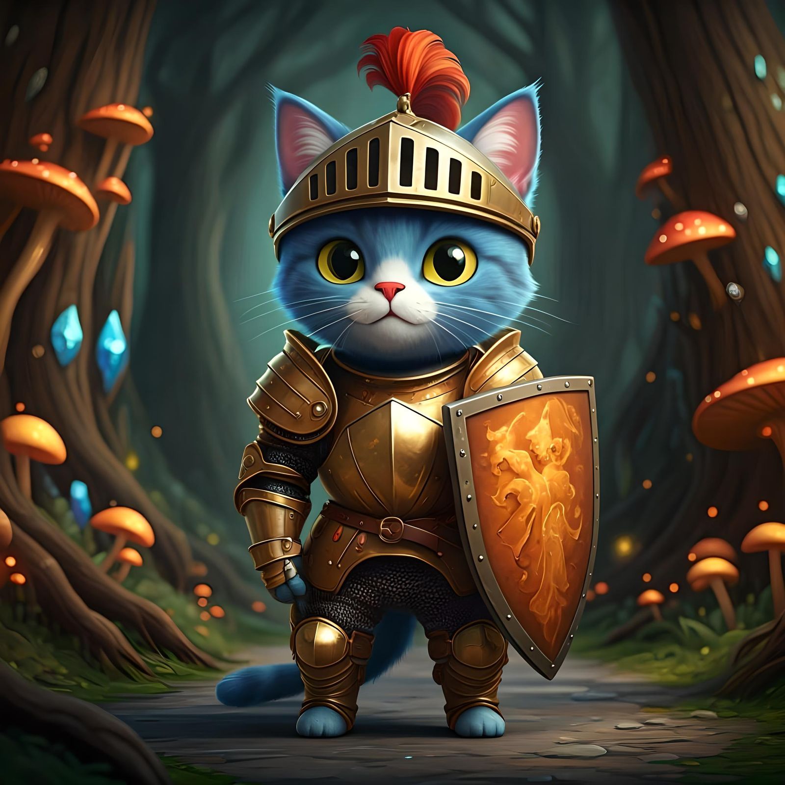 cartoon cat as knight