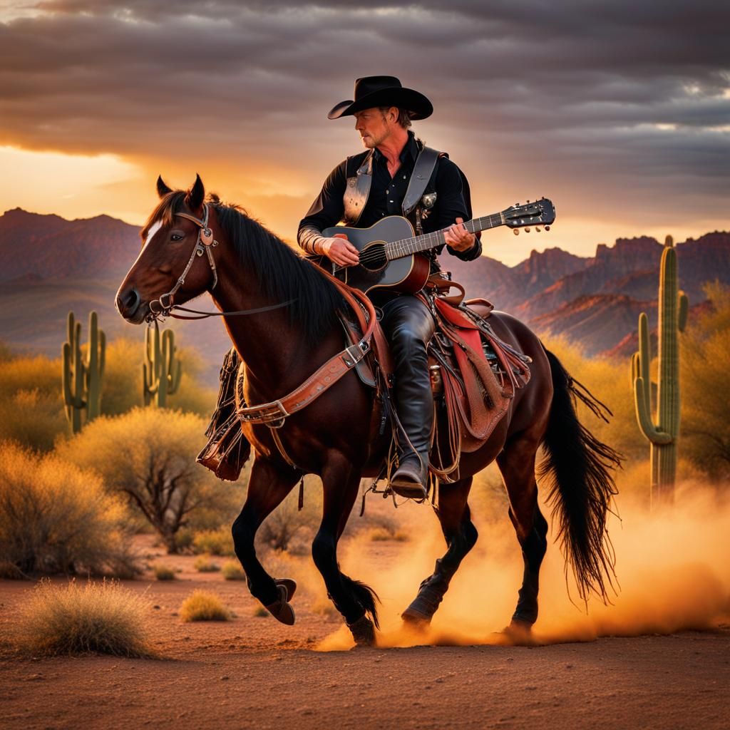 Cowboy playing guitar