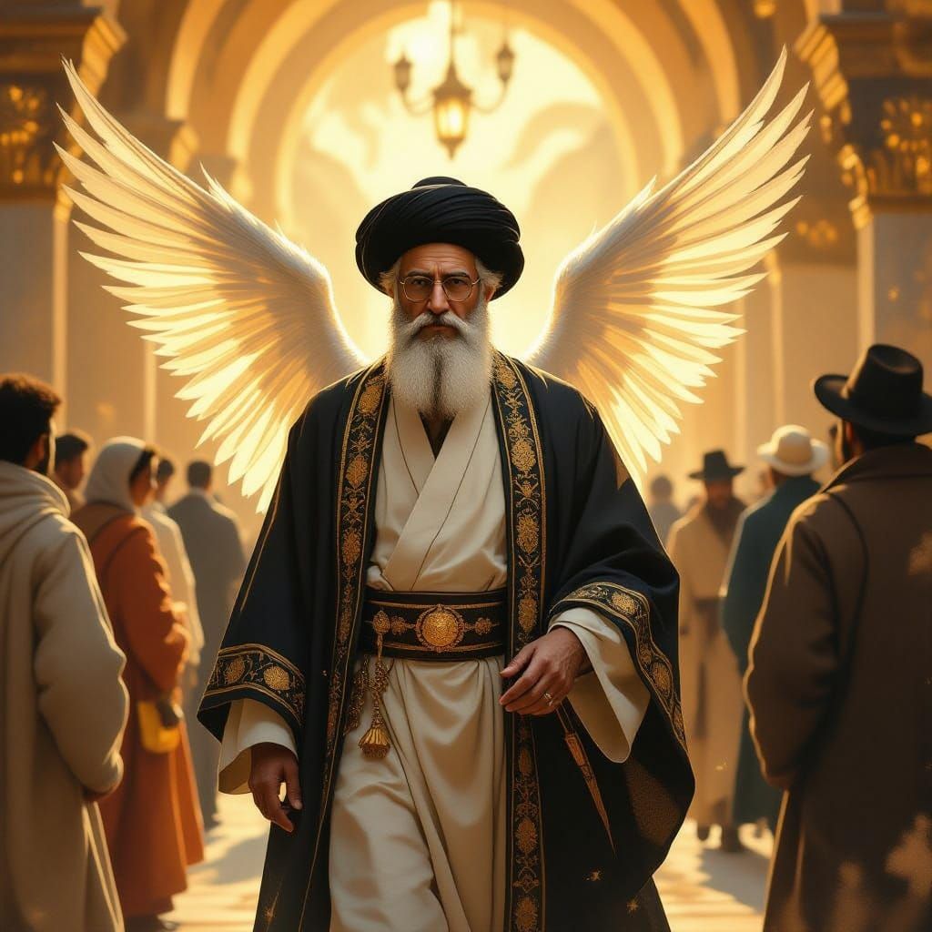 Torah Scholar Radiates Heavenly Aura in Traditional Attire