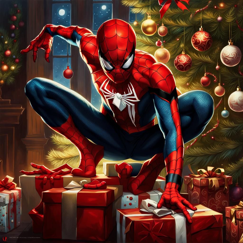 Spider-Man delivering your Christmas gifts - AI Generated Artwork ...