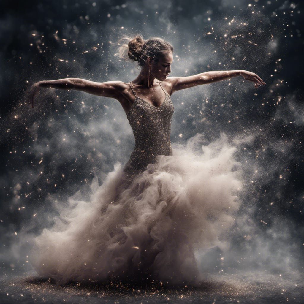 Dancer in a cloud of glitter.