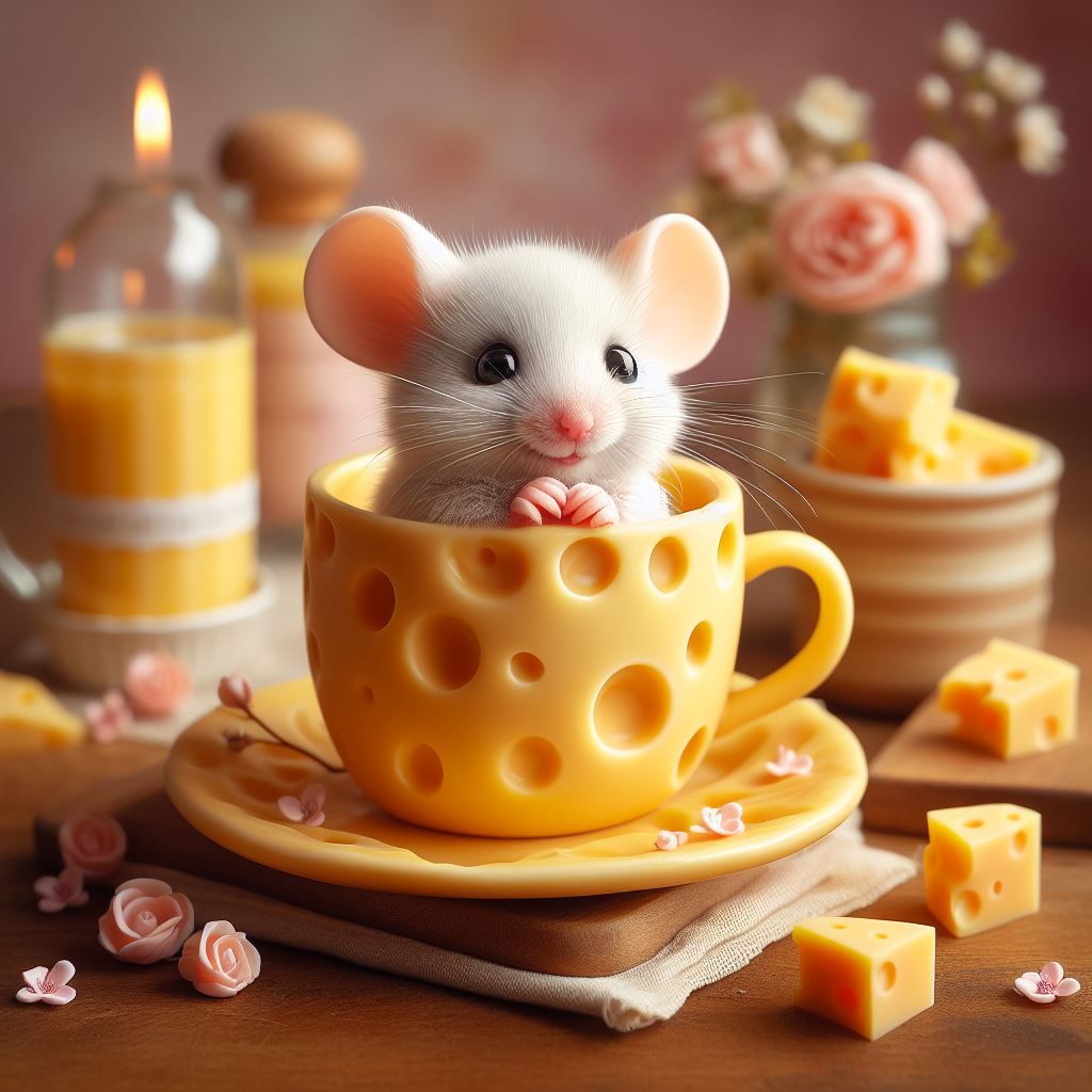 Mouse in a cheesecup