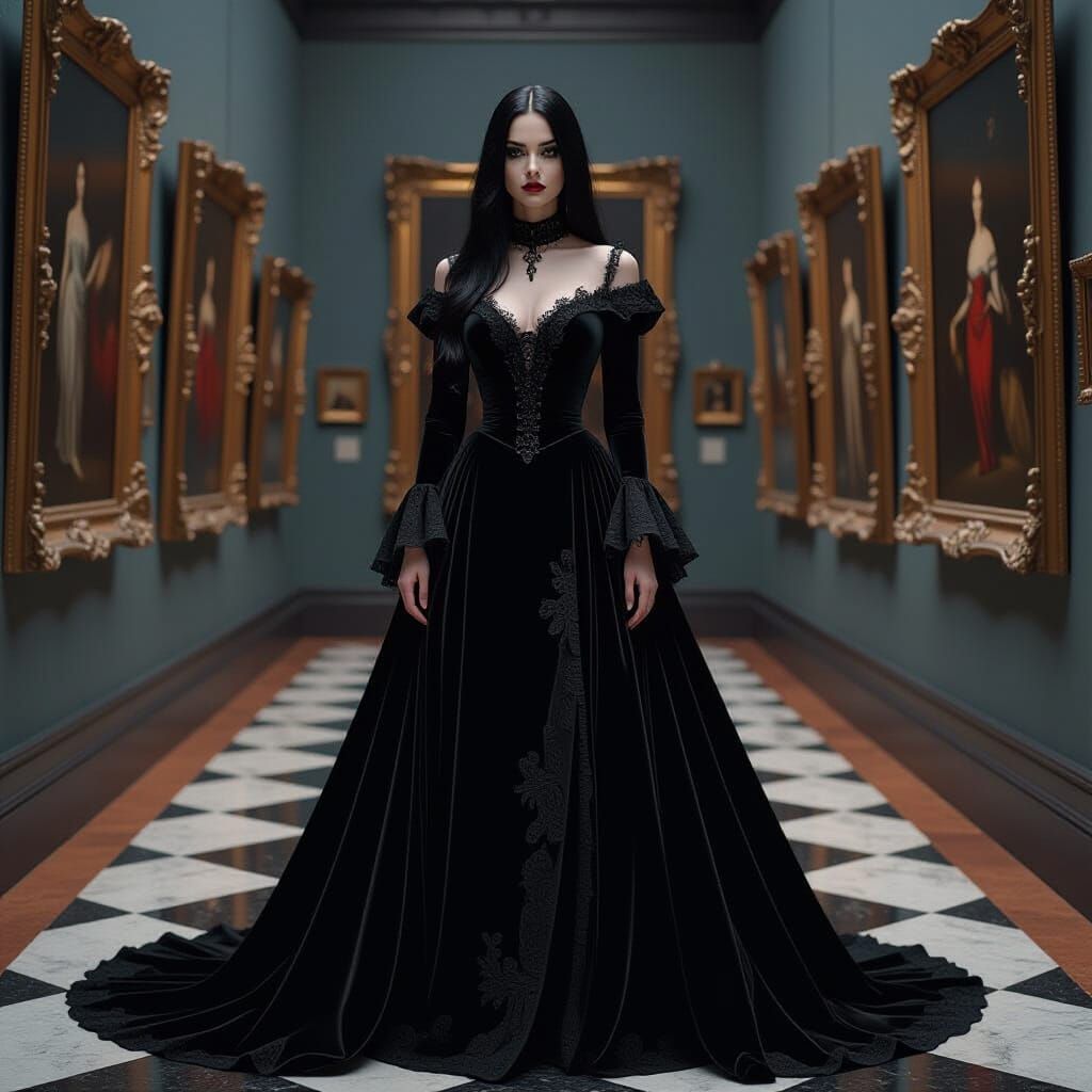 Gothic Queen in Art Gallery, Matte Painting