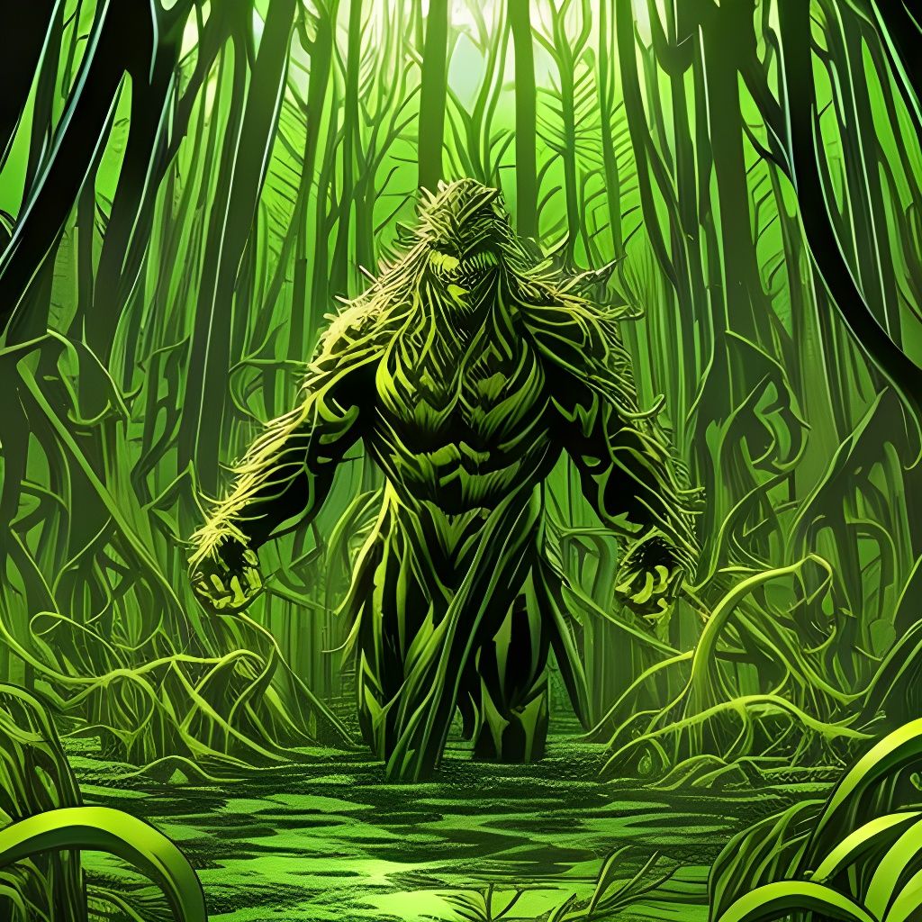 Swamp Thing in Swamp Vines - AI Generated Artwork - NightCafe Creator