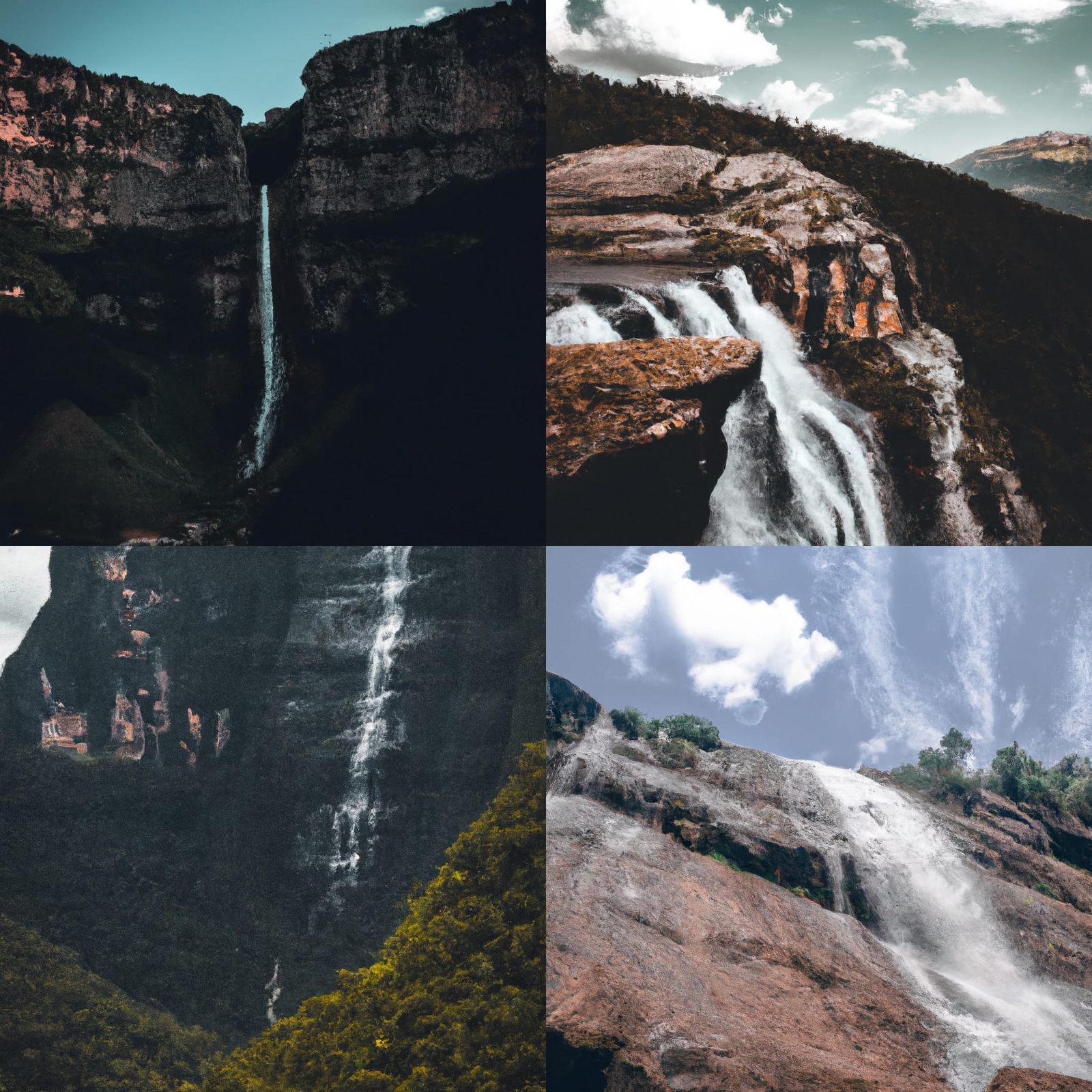 Waterfall and mountains landscape photograph