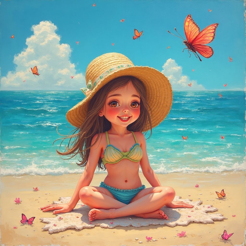 Summer girls and butterflies