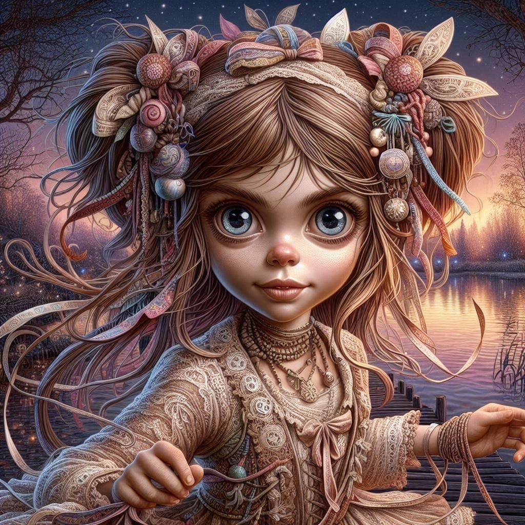 Her big blue eyes sparkled with mischief as a playful smile ...