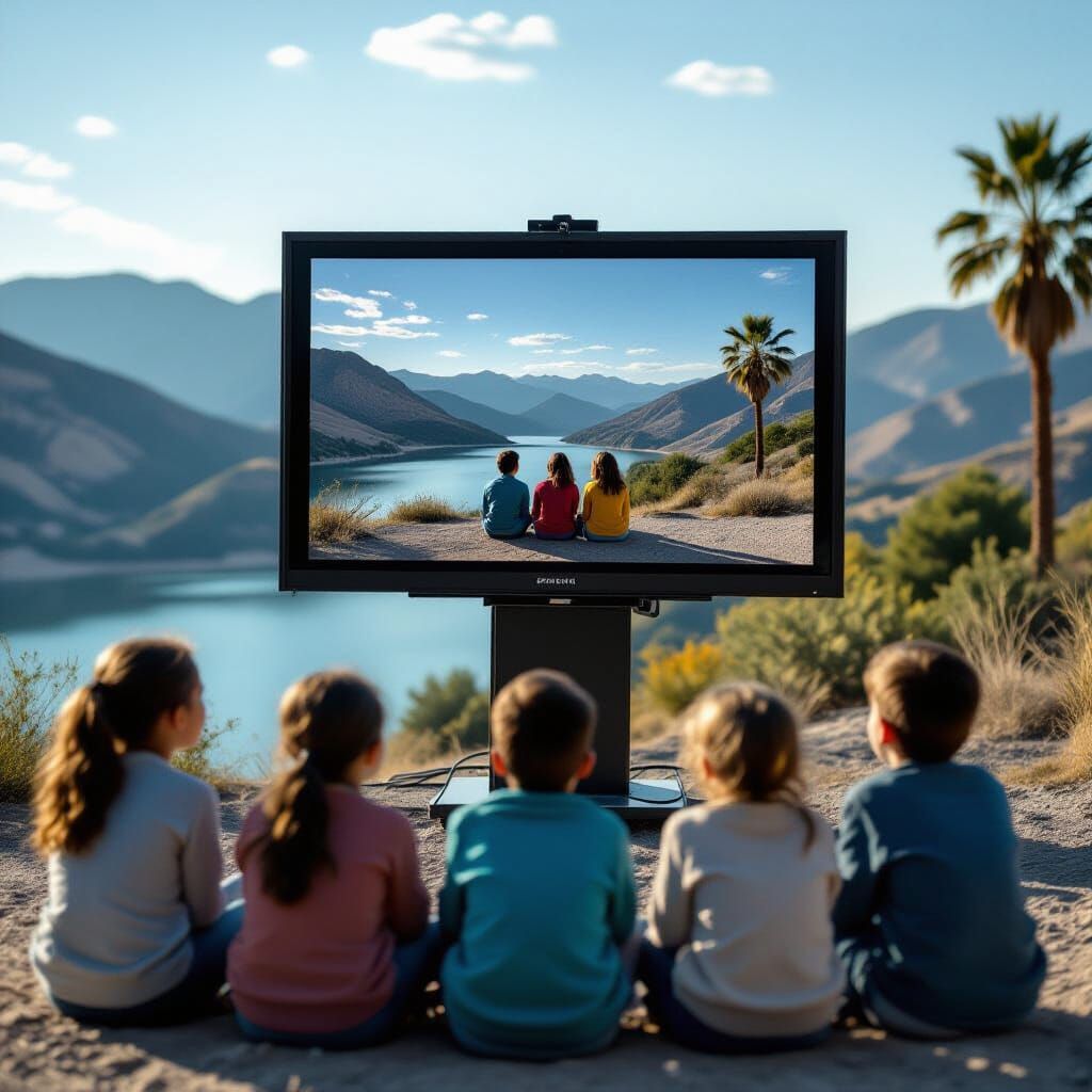 Children Watch Themselves on Screen: Cinematic Film Still