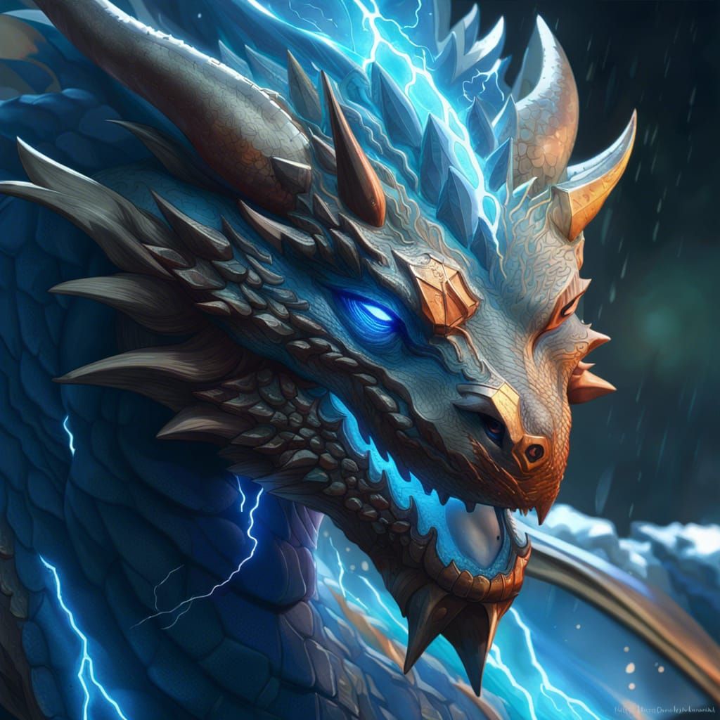 Water and lightning dragon - AI Generated Artwork - NightCafe Creator