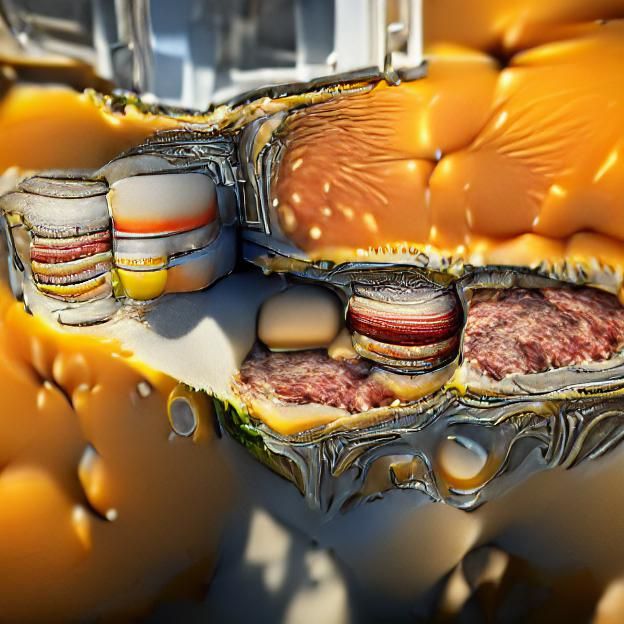 cross section of a cheeseburger