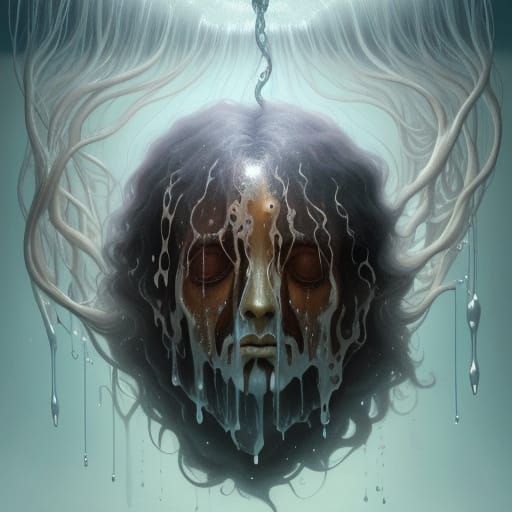 Surreal Portrait of Woman With Hair in Milk Glass