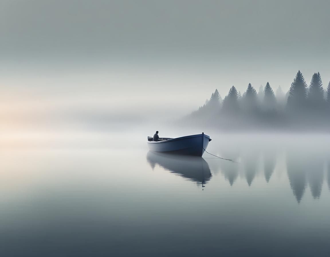 small boat in the fog
  by @Dorian